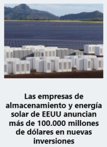 Titular referente al aumento de instalaciones solares fotovoltaicas con acumulación de energía en baterías. Fuente: El periódico de la energía.